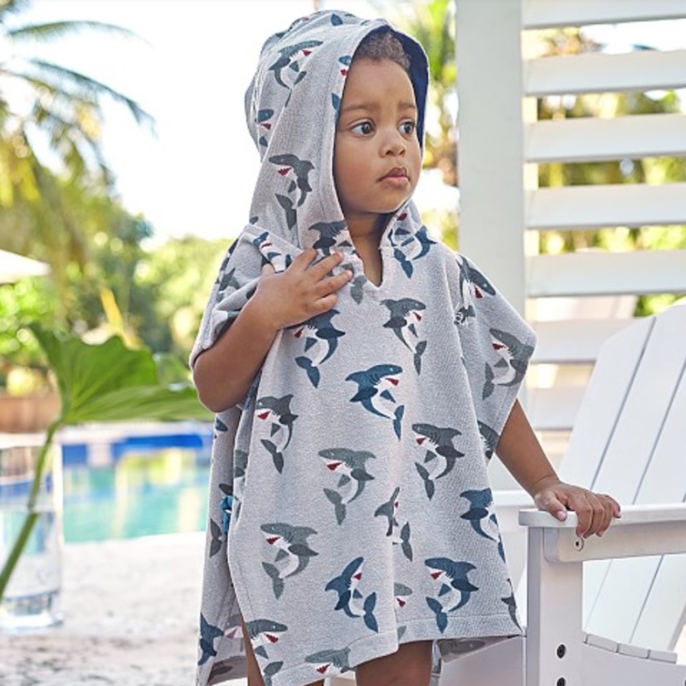 PB kids baby shark hat, diaper cover, poncho set